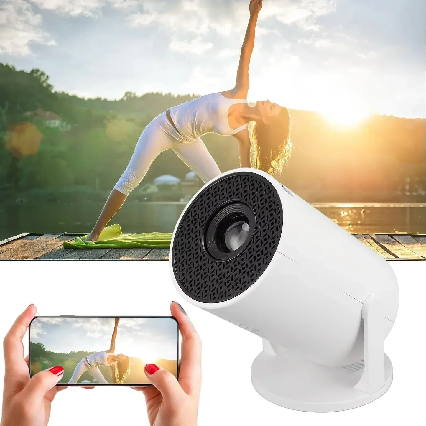 Mini 4K Portable Projector | 270° Rotatable Wi-Fi/Bluetooth | Wireless HDMI | Home Theater Outdoor Movie Night