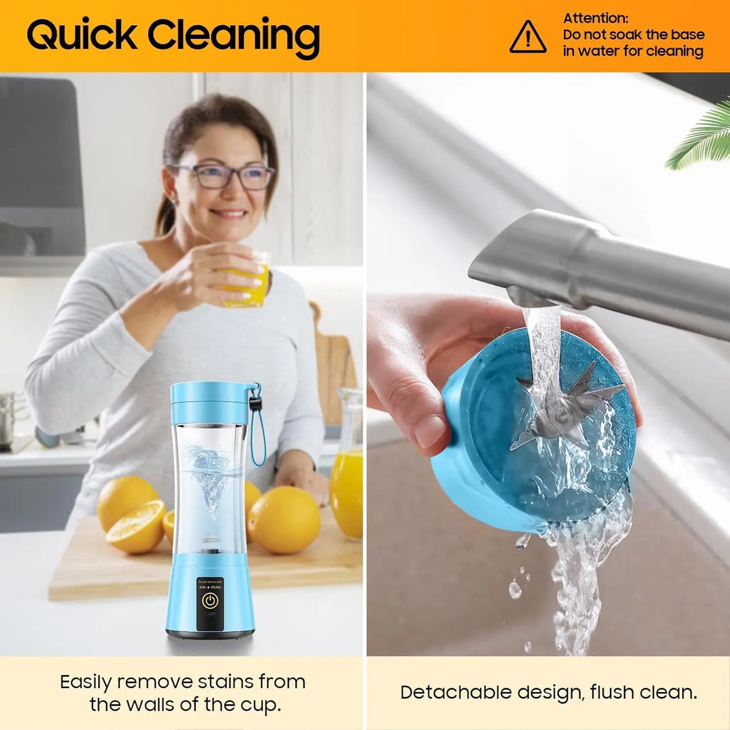 Cordless Portable Personal Size Blender - Mini Blender Make Smoothies and Shakes, 380Ml BPA Free Travel Cup for Office/Home/Gym